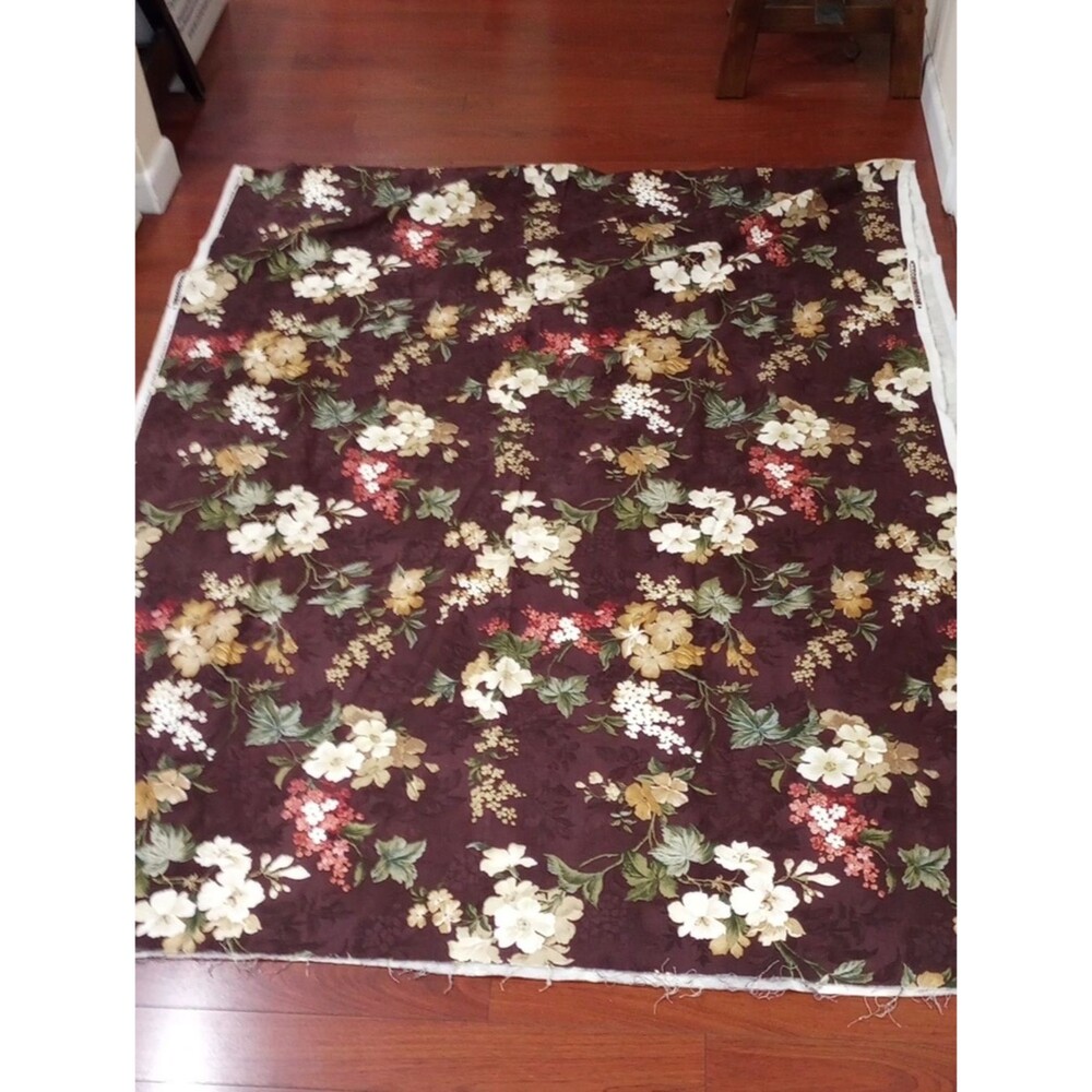 Richloom Purple Floral Fabric, 1997 - 4 Yards - Rare Vintage!